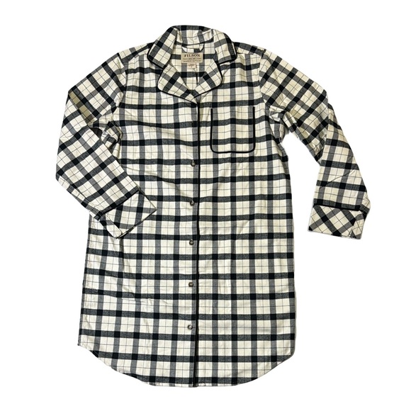 Filson Other - NEW Filson women’s M Medium cream black button up flannel pajama dress NWT